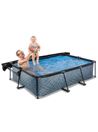 Бассейн каркасний, EXIT с тентом 220х150х65 см "камень"